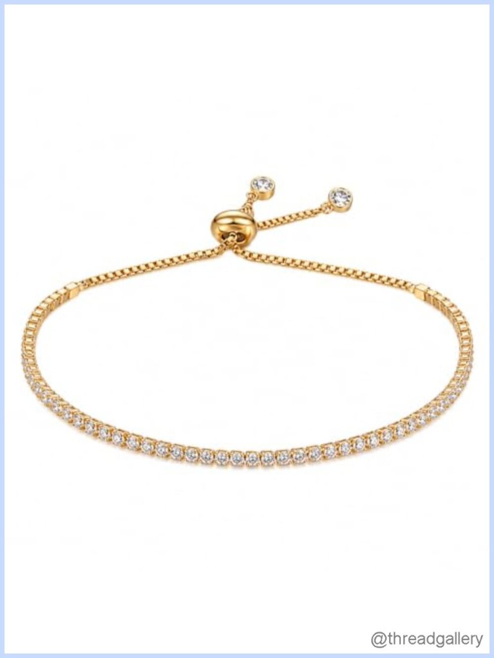 925 Sterling Silver Adjustable Tennis Bracelet 18k White Gold Plated Open-Ended